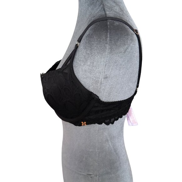 Savage X Fenty Black Lace Push-Up Bra With Underwire & Adjustable Straps Size 36 - Picture 4 of 7
